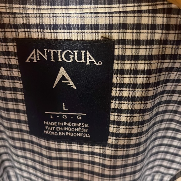 NCAA Antigua Mens LS Notre Dame Checkered Button Down Shirt Color Blue/White - Picture 3 of 4